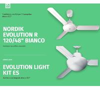 KIT VENTILATORE DA SOFFITTO VORTICE 61751 NORDIK D.120cm CON KIT LUCE 22414