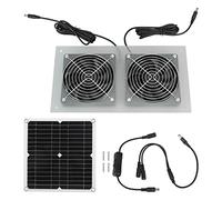 Kit ventola alimentata da pannello solare 15W Doppia ventola ad alta efficienza Impermeabile USB 5V DC 18V Uscita Lame potenziate Motore a basso rumore per Pollaio Serre Capannoni