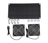 Kit ventola di scarico solare con doppia ventola da 10 W per animali domestici, soluzione di raffreddamento portatile e resistente alle intemperie, alimentazione USB DC, per serre, camper, spazi di