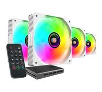 Kit ventole Mars Gaming MF-SI4KIT ARGB da 4x 120 mm con telecomando e hub, bianco