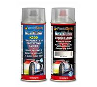 Kit Vernice Auto Spray compatibile con 270 BIANCO ARGENTO MET. Trasparente Lucido kit ritocco vernice metallizzata 400+400 ml di Vernice Spray Graffi Auto