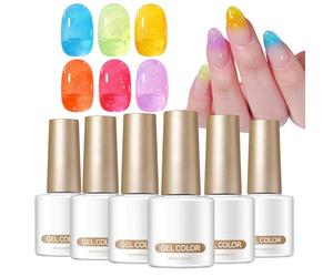 Kit Vernis Semi Permanent - 6 Pièces 7ml Effet Dégradé | Vernis Longue Tenue Trasparente, Gel Semi-Trasparente Pour Femmes Professionnels Mariage Soirée Plage