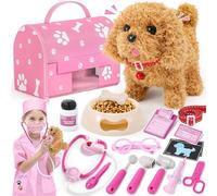 Kit Veterinario Bambina 3 4 5 Anni, 21Pcs Valigetta Dottore per Bambini Peluche Cane Elettronico Animali Giocattolo Gioco Dottoressa Camice Giochi di Ruolo Regalo Compleanno per Bambina 3 Anni +
