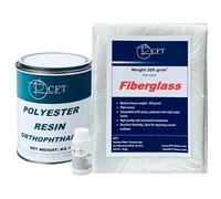 KIT VETRORESINA | Resina Poliestere 1 KG + Tessuto Fibra di Vetro Plain 200 gr/mq 2 MQ | Kit Riparazione Fibra di Vetro per Auto, Barche, Fai da Te | Rinforzo, Laminazione, Impermeabile