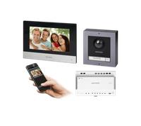 Hikvision Kit Video Citofono per Esterno Monofamiliare a 2 fili con Monitor da 7” con WiFi Pannello Esterno con Telecamera FullHD e Distributore a 4 Canali Visione Notturna IP65