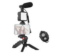 Kit video per smartphone Andoer Vlogging Kit supporto da tavolo per telefono con scarpa fredda, microfono LED Video Light Remote Shutter per Vlog Tik Tok YouTube Selfie Foto