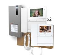 Kit videocitofono 2 fili per 2 abitazioni con piastra QUADRA e monitor...