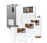 Kit videocitofono 2 fili per 4 abitazioni con piastra QUADRA e monitor...