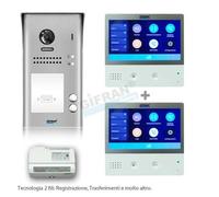 Kit videocitofono bifamiliare con pulsantiera e monitor 7" Touch screen e WIFI