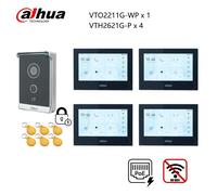 KIT videocitofono IP originale Dahua, VTO2211G-WP e VTH2621GW-P / VTH2621G-P, supporto app telefono, sblocco scheda RFID