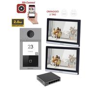 KIT Videocitofono monofamiliare IP Poe Hikvision 2 monitor 7" smart telecamera 2