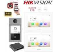 KIT Videocitofono monofamiliare IP Poe Hikvision 2 monitor bianco 7" WIFI smart