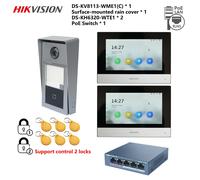 KIT videocitofono POE 802.3af multilingue originale HIKVISION, include DS-KV8113-WME1(C) e DS-KH6320-WTE1 e switch PoE