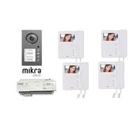KIT VIDEOCITOFONO URMET 4 QUATTRO FAMIGLIE CON PULSANTIERA MIKRA PLUS DA PARETE