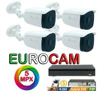 KIT VIDEOSORVEGLIANZA 4 Canali + 4 Telecamere ENVIO SONY HD 5MPX +Alim
