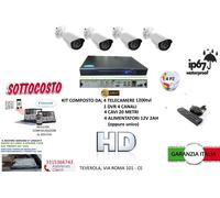 KIT VIDEOSORVEGLIANZA 4 TELECAMERA BIANCHE INFRAROSSI DVR ALIMENTATORE HD 500GB