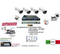 KIT VIDEOSORVEGLIANZA 4 TELECAMERA BIANCHE INFRAROSSI HD500+ DVR + ALIMENTATORE