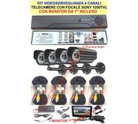 KIT VIDEOSORVEGLIANZA 4 TELECAMERA FOCALE SONY+DVR+ALIMENTAT+CAVETTERIA+MONITOR