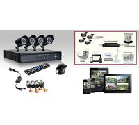KIT VIDEOSORVEGLIANZA 4 TELECAMERA INFRAROSSI + DVR + ALIMENTATORE + CAVI