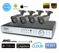 Kit Videosorveglianza 4 telecamere UAHD 5MPX DVR 1080P completo di disco 1000 GB