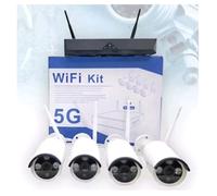 KIT VIDEOSORVEGLIANZA 4 TELECAMERE WIFI FULL HD SENZA FILI REMOTO IP 5G DVR NVR