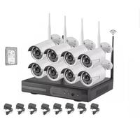 Kit Videosorveglianza 8 Telecamere Canali 5G DVR NVR HD da Interno ed Esterno Impermeabili + Hard Disck da 500GB per Registrare immagine Video, Completo di Mouse Alimentatori Wi-fi Visione Notturna