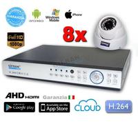 Kit Videosorveglianza 8 telecamere dome AHD 3MPX 1080P completo di disco 1000 GB