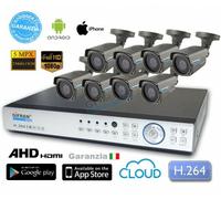 Kit Videosorveglianza 8 telecamere UAHD 5MPX DVR 1080P completo di disco 1000 GB