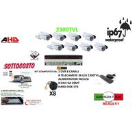 KIT VIDEOSORVEGLIANZA AHD DVR ICLOUD 8 CANALI + 8 TELECAMERE 2300TVL + HD 1TB