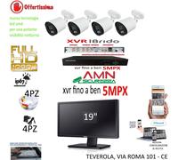 KIT VIDEOSORVEGLIANZA CLOUD DVR 8 CANALI 4 TELECAMERE 5MP AHD + HD500GB MONITOR