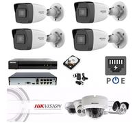 KIT VIDEOSORVEGLIANZA COMPLETO HIKVISION IP POE ULTRA HD NVR 4 TELECAMERE 4MPX C
