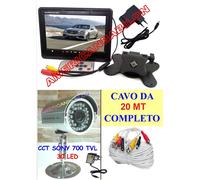KIT VIDEOSORVEGLIANZA COMPLETO -TELECAMERA +MONITOR 7 POLLICI 2 CANALI+CAVO 20MT