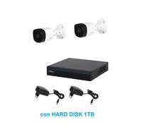 Kit Videosorveglianza Dahua 2 Telecamere 2MP + DVR 4 Canali WizSense penta-brid