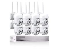 Kit Videosorveglianza, di videosorveglianza PTZ da 3 MP Telecamera di Sicurezza CCTV Dome Kit di localizzazione Automatica Rotazione bidirezionale Impermeabile(4T,8CH NVR And 8Cameras)