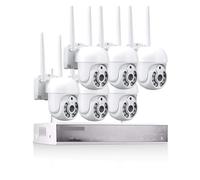 Kit Videosorveglianza, di videosorveglianza PTZ da 3 MP Telecamera di Sicurezza CCTV Dome Kit di localizzazione Automatica Rotazione bidirezionale Impermeabile(4T,8CH NVR And 6Cameras)