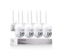 Kit Videosorveglianza, di videosorveglianza PTZ da 3 MP Telecamera di Sicurezza CCTV Dome Kit di localizzazione Automatica Rotazione bidirezionale Impermeabile(None,8CH NVR And 4Cameras)