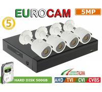 KIT VIDEOSORVEGLIANZA DVR 4 Canali 5MPX + 4 EURO SONY 5MPX + Alimentatore