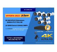 KIT VIDEOSORVEGLIANZA DVR 8 5MPX ENVIO + 8 TELECAMERE CVI DAHUA + 5