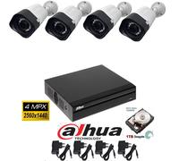 KIT VIDEOSORVEGLIANZA DVR DAHUA 8 CH 4MPX 4 TELECAMERE AHD HARD DISK CAVO 20 MT