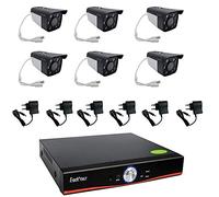 Kit Videosorveglianza Esterno, Sistema di Sorveglianza Cloud DVR AHD 8 Canali + 6x Telecamere AHD, Registrazione 24/7, H264, Accesso da remoto