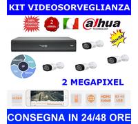 KIT videosorveglianza HDCVI Dahua 4CH+ 4 Telecamere dahua 2 MEGAPIXEL IBRIDO