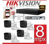 KIT VIDEOSORVEGLIANZA HIKVISION 4K 8 MPX ULTRAHD 4 TELECAMERE DVR 8 CANALI APP