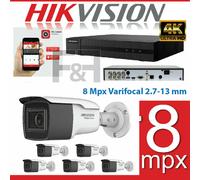 KIT VIDEOSORVEGLIANZA HIKVISION 4K 8 MPX ULTRAHD 6 TELECAMERE VARIFOCAL DVR 8 CH