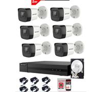 Kit Videosorveglianza Hikvision DVR 8 canali 6 telecamere bullet 2 megapixel hdd