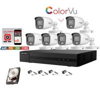 Kit videosorveglianza Hikvision DVR 8 canali 6 telecamere Color Vu 2mpx 500GB