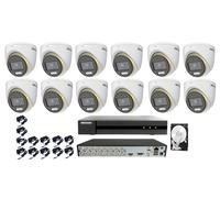 Kit Videosorveglianza Hikvision DVR con 12 Telecamere 2MP ColorVu Audio 500GB