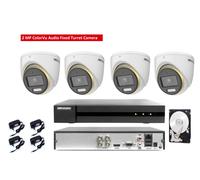 Kit Videosorveglianza Hikvision DVR con 4 Telecamere 2MP ColorVu Audio 500GB