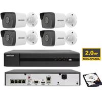 Kit Videosorveglianza Hikvision IP Poe NVR 4 Telecamere Bullet 2 MP HDD 1TB IP67