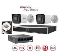 KIT Videosorveglianza IP Hikvision Acusense Nvr 4 canali 4K 2 telecamere bullet