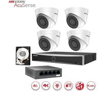 KIT Videosorveglianza IP Hikvision Acusense Nvr 4 canali 4K 4 telecamere dome 2